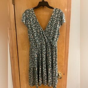 Floral Blue Wrap Dress